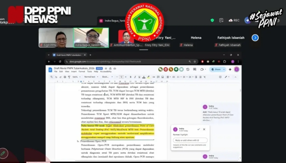 PPNI Bersama Kemenkes RI Kawal Penyusunan Draf PNPK Untuk Tata laksana Tuberkolosis